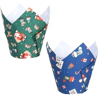 Cápsulas tulipán de papel para muffins de Papá Noel - PME - 24 unidades
