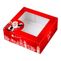Caja de 20 x 20 x 7,5 cm para tarta decorada de Santa Claus