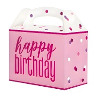 Caja de cartón de Happy Birthday con topos - 6 unidades