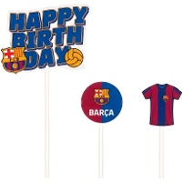 Toppers de FC Barcelona Happy Birthday - 3 unidades