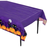 Mantel de calabaza y gato de Halloween - 1,83 x 1,32 m