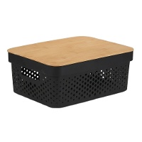 Caja de 36 x 26 x 14 cm perforada con tapa de bambú - 1 unidad