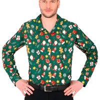 Camisa navideña verde con Papá Noel