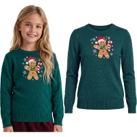 Jersey de Navidad de galleta de jengibre con glitter para niña