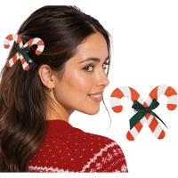 Pinza para el pelo de bastón de caramelo con glitter