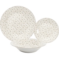 Vajilla de flores beige - 18 piezas