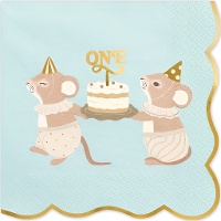 Servilletas de One ratoncitos de 16,5 x 16,5 cm - 12 unidades