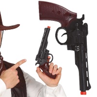 Pistola de vaquero negra y marrón - 26 cm