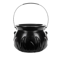 Caldero de bruja con fuego negro de 18 x 13,5 cm