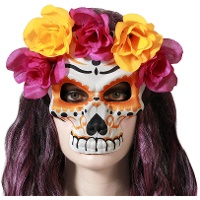 Máscara de catrina con flores - 1 unidad