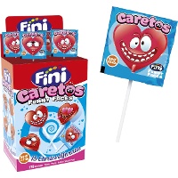 Piruletas de corazón - envase individual - Fini caretos funny faces - 170 unidades