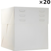 20 x Caja de 25 x 25 x 20 cm para tarta - altura regulable hasta 28 cm