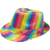 Sombrero de gánster con lentejuelas de colores