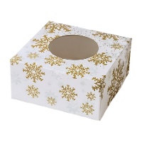 Caja para dulces o cupcakes de copos dorados de 17,5 x 17,5 x 8,5 cm