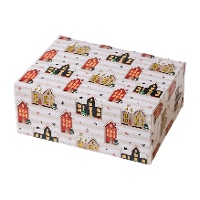 Caja para dulces de casas navideñas de 18 x 13,5 x 7,5 cm
