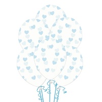 Globos de látex transparentes con corazones de 30 cm - PartyDeco - 50 unidades