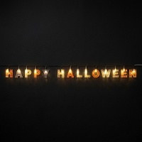 Guirnalda de letrero Happy Halloween con luz de 1,75 m