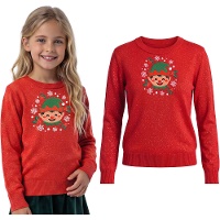 Jersey de Navidad de elfo navideño con glitter infantil