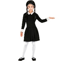 Disfraz de niña familia macabra con vestido infantil